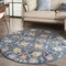Homeroots 4 ft. Round Navy Blue Floral Buds Area Rug 385228 - alternate 3